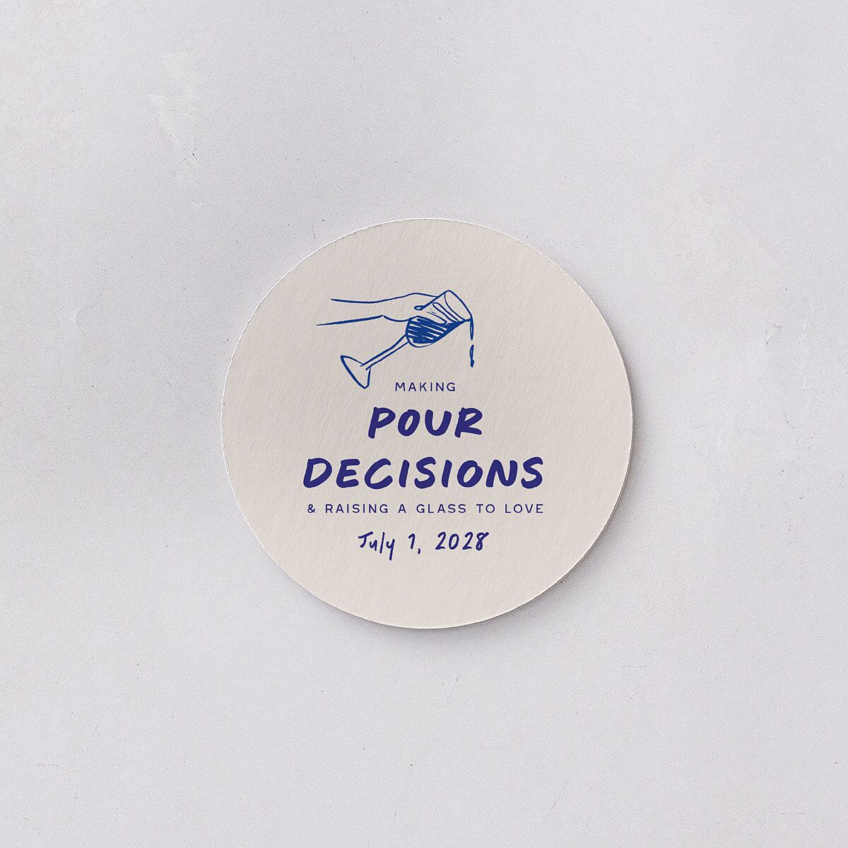 Hand Drawn Cheers Coasters Jewel Blue Cardboard Circle