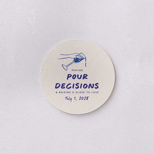 Hand Drawn Cheers Coasters Jewel Blue Cardboard Circle