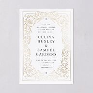 Floral Opulence Foil Wedding Invitations Gold Pure White Signature Blank No Standard
