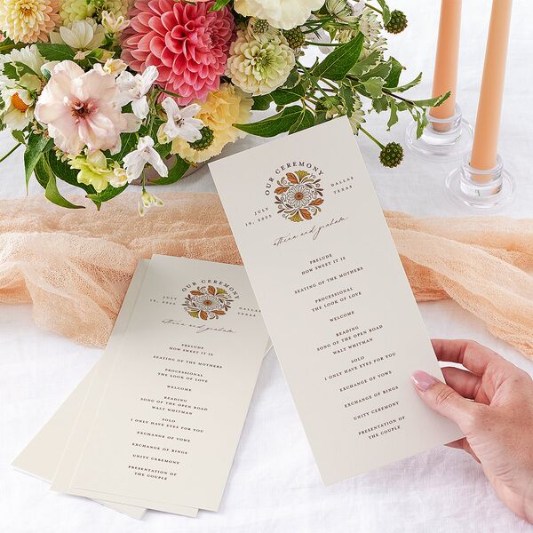 Intricate Vintage Wedding Programs Tan Signature