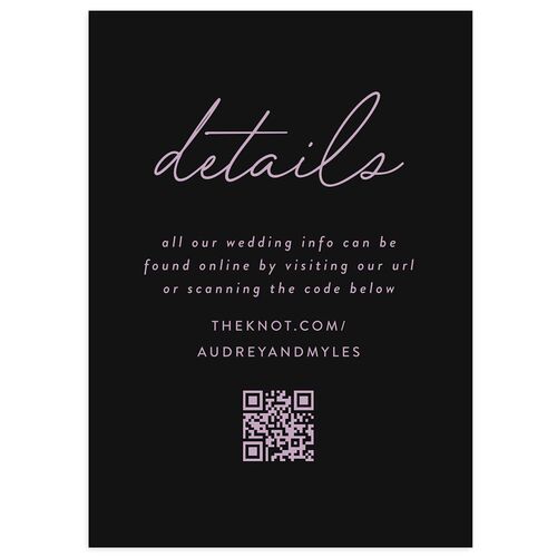 Elegant Heart Wedding Event Detail Cards Licorice Signature Standard