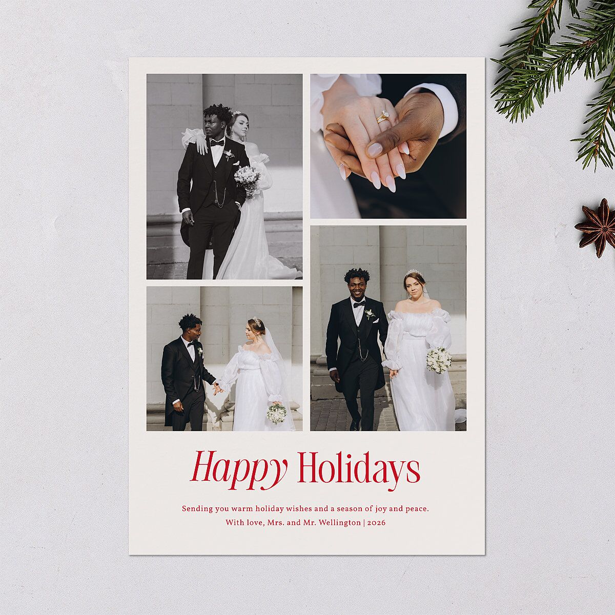 Simply Happy Holiday Cards Ruby Signature Blank Portrait Standard