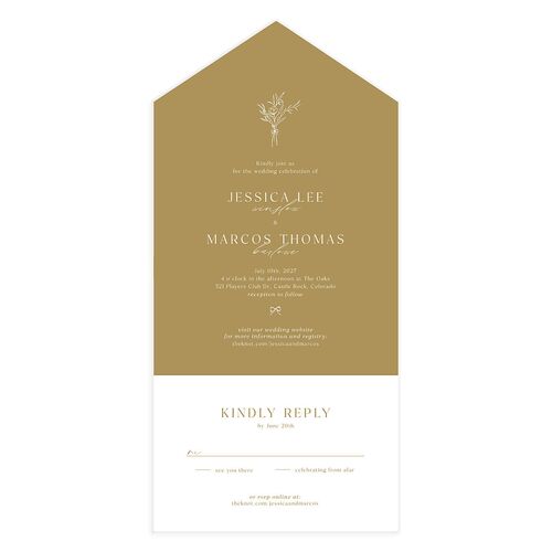 Simple Boho Flowers All-in-One Wedding Invitations Driftwood Signature Light Both Recipient and Return Addresses No