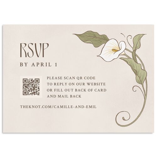 Calla Lily Nouveau Wedding Response Cards Champagne Signature Standard