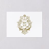 Ornate Vintage Crest Wedding Response Cards Umber Signature