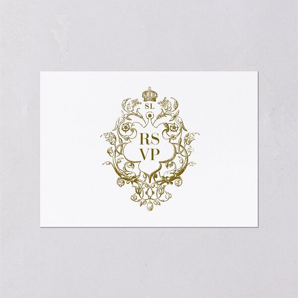 Ornate Vintage Crest Wedding Response Cards Umber Signature