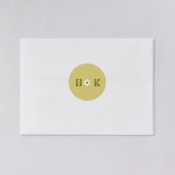 Simple Retro Daisy Wedding Stickers Meadow Circle