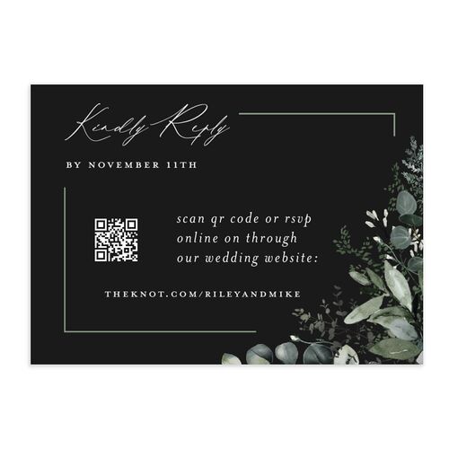 Gorgeous Greenery QR Code RSVP Cards Charcoal Signature Standard