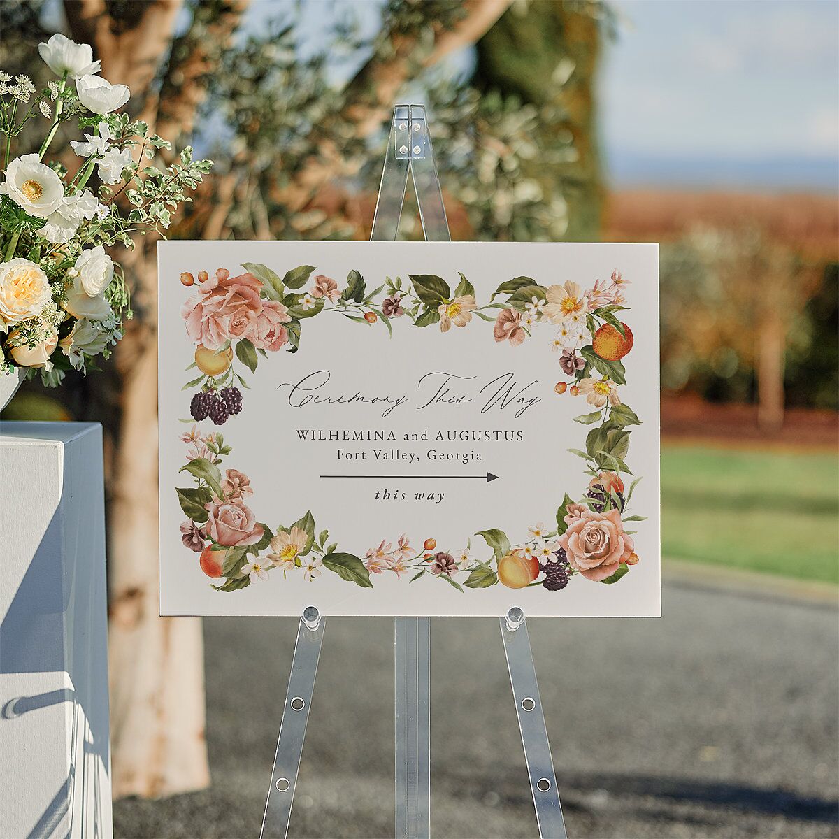 Botanical Citrus Garden Standard Direction Sign Medium Rose Gold Standard Indoor Foam Core M Direction