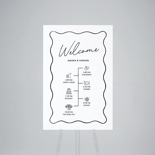 Hand Drawn Wavy Border Standard Welcome Sign Large Pure White Standard Indoor Foam Core L Welcome
