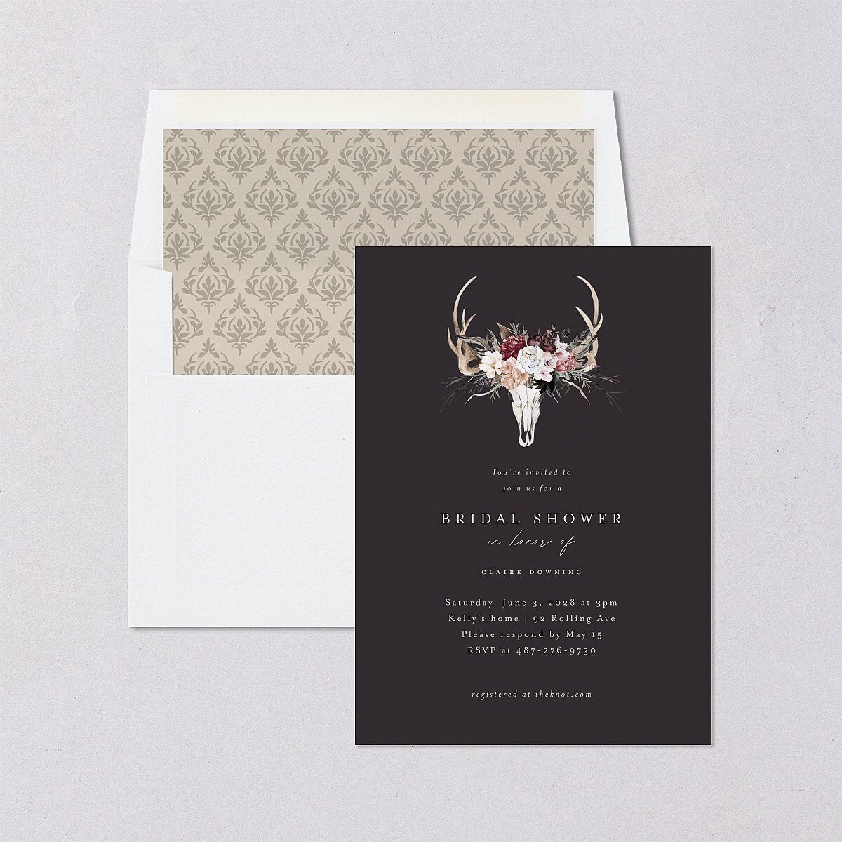 Gothic Antlers Bridal Shower Invitations — view 4