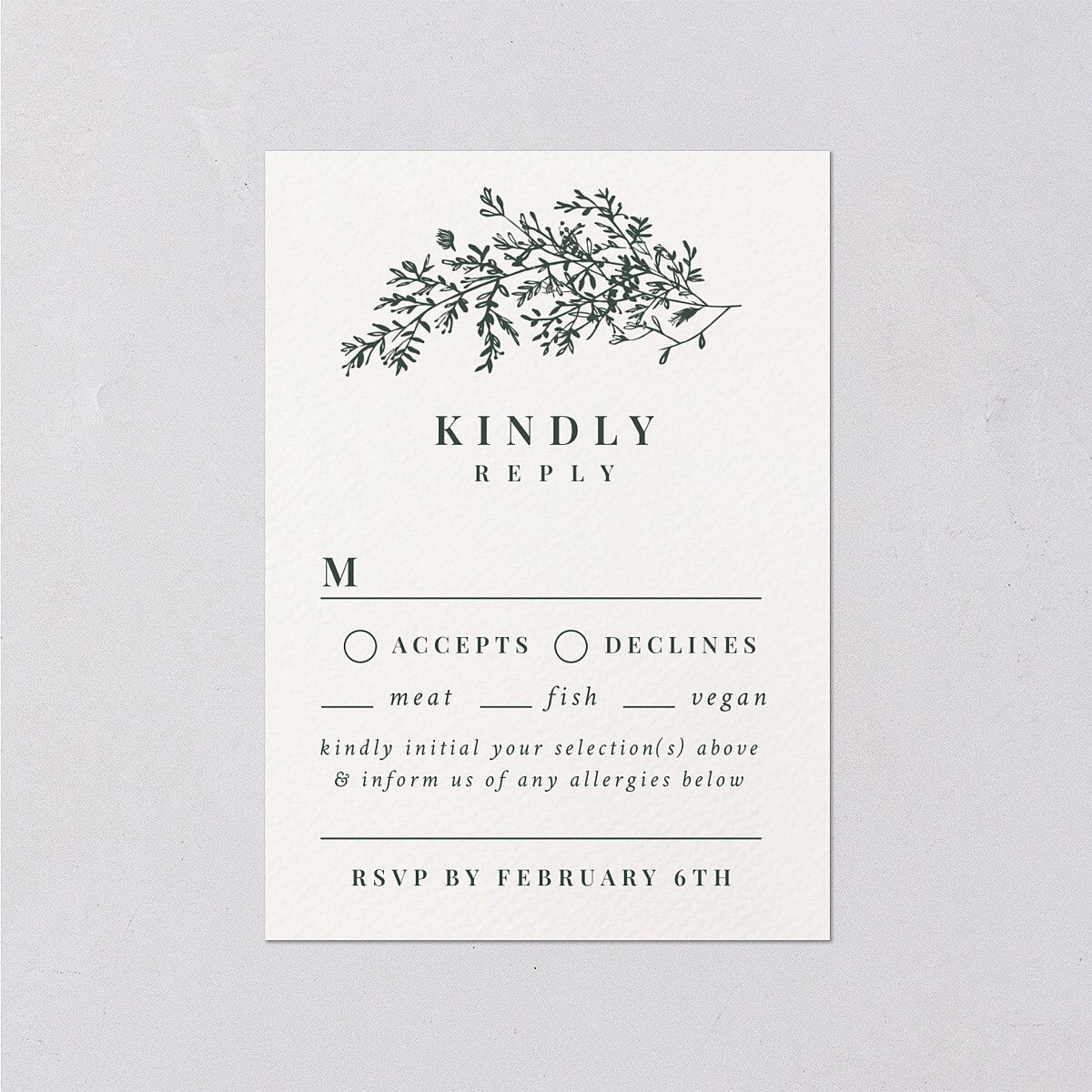 Botanical Branches Wedding Response Cards Dark Night Signature Standard