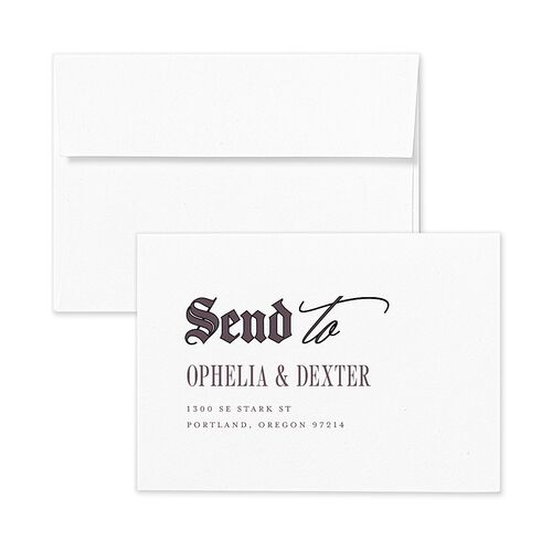 Til Death Gothic Photo Response Card Envelopes White Plum Return Address Signature Standard
