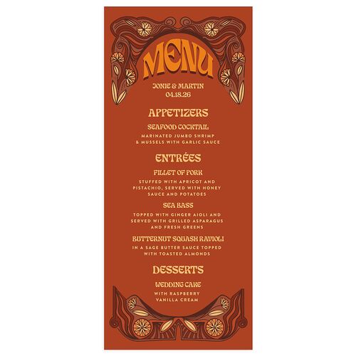 Wedstock Menus Red Clay Signature