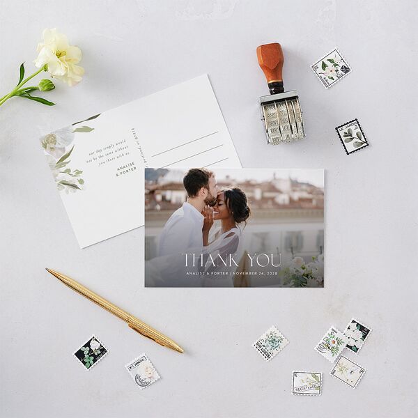 Elegant Orchid Thank You Postcards Pure White