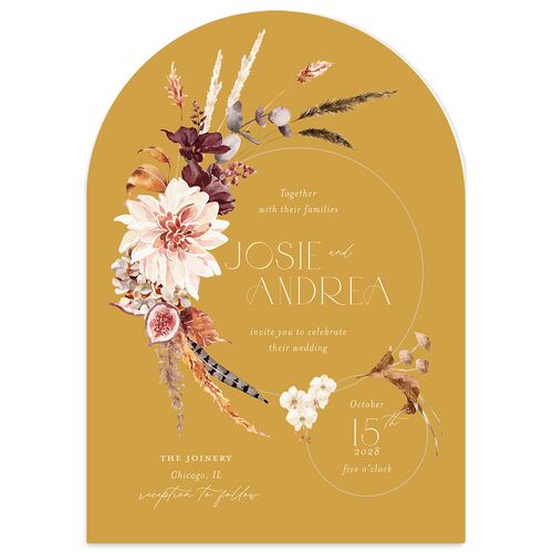 Eclectic Adornment Wedding Invitations Marigold Signature Blank No Arch