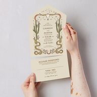 Southwestern Nouveau All-in-One Wedding Invitations Umber Signature Light Both Recipient and Return Addresses No