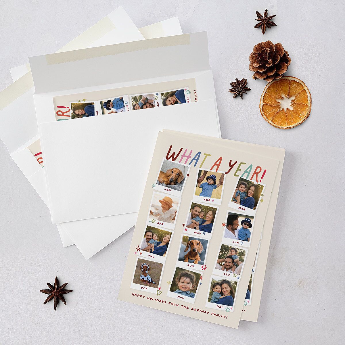 What a Year Photo Gallery Holiday Cards Maroon Signature Blank Standard