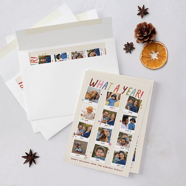 What a Year Photo Gallery Holiday Cards Maroon Signature Blank Standard