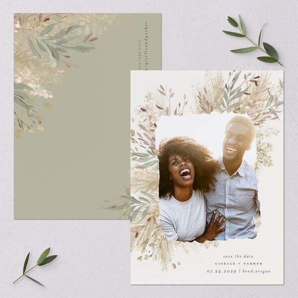 Ethereal Pampas Save The Date Cards Gold Thyme Signature smooth Blank No Standard