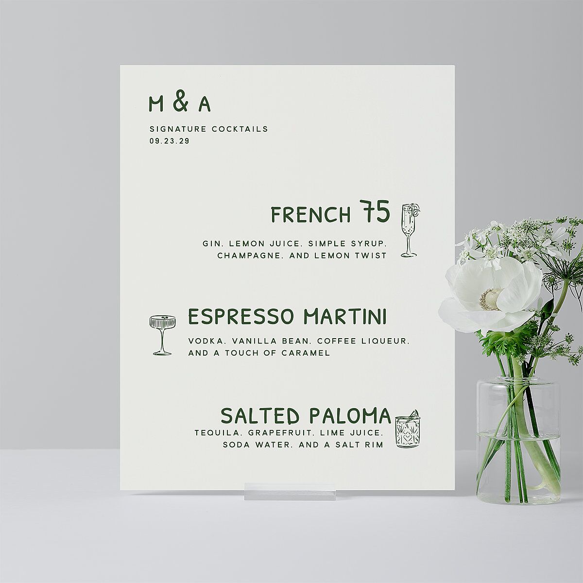 Hand Drawn Recipe Standard Bar Tabletop Sign Small Dark Camo Standard Indoor Foam Core S Tabletop Bar