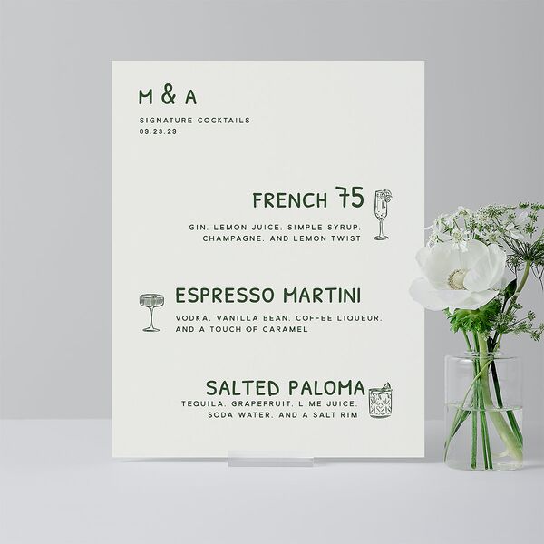 Hand Drawn Recipe Standard Bar Tabletop Sign Small Dark Camo Standard Indoor Foam Core S Tabletop Bar