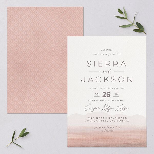 Painted Desert Wedding Invitations Dusty Rose Signature Blank No Standard