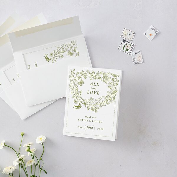 Vintage Toile Thank You Cards Dark Camo