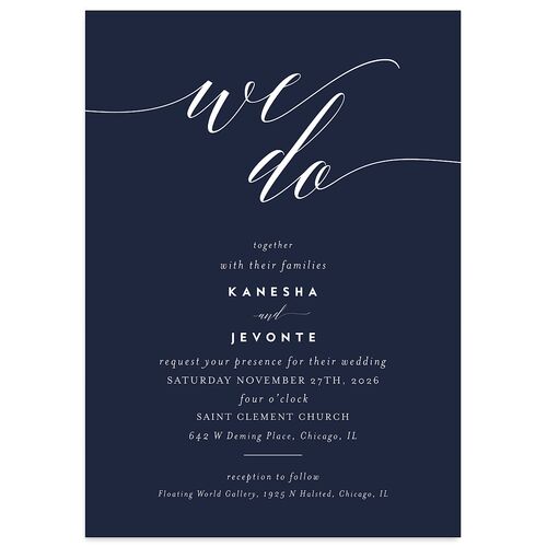 We Do Wedding Invitations Navy Signature Blank No Standard
