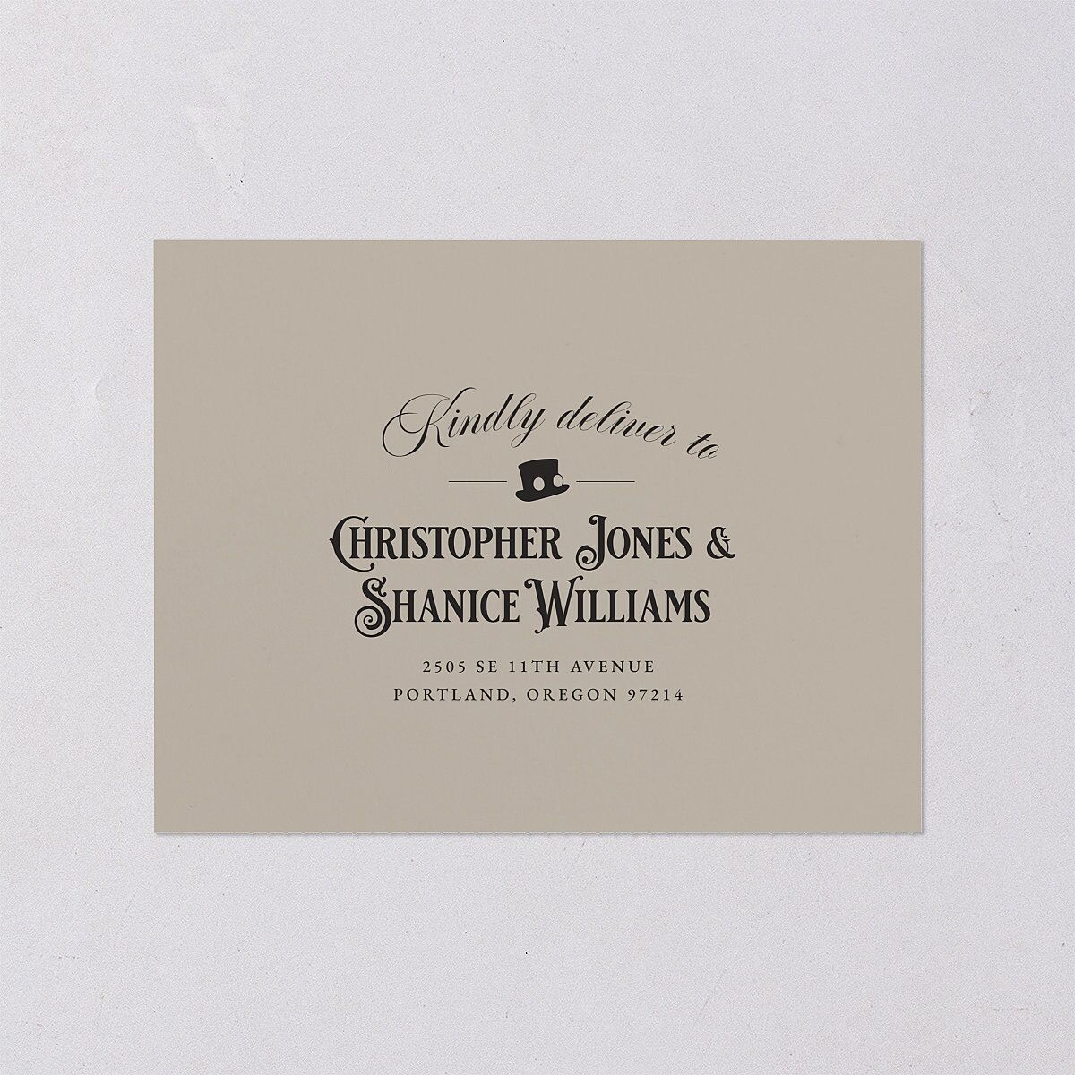 Steampunk Vintage All-in-One Wedding Invitations Charcoal Signature Light Both Recipient and Return Addresses No