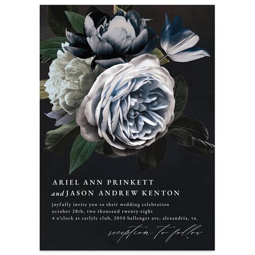 Modern Rose Wedding Invitations Sapphire Signature Blank No Standard