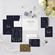 Sword and Roses Fantasy Garden Wedding Invitations Dark Navy Signature Blank No Standard