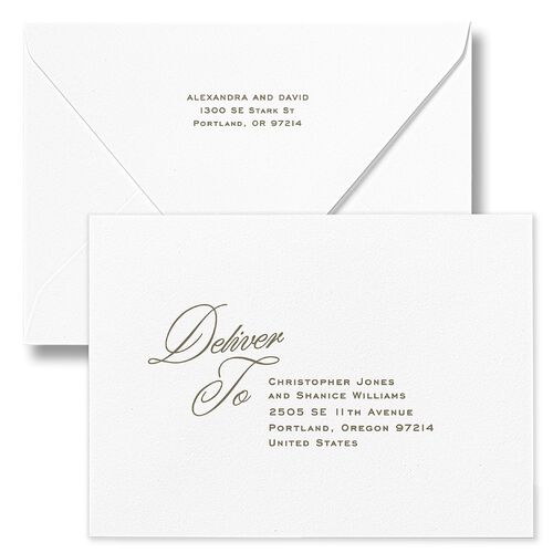 Vintage Metropolitan Photo Save The Date Card Euro Envelopes White Citrus Both Recipient and Return Addresses Luxe Signature