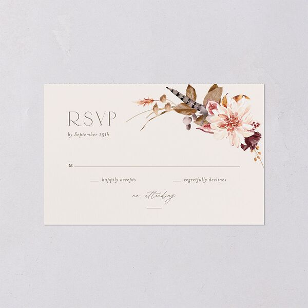 Eclectic Adornment All-in-One Wedding Invitations Peony Signature Light Both Recipient and Return Addresses No