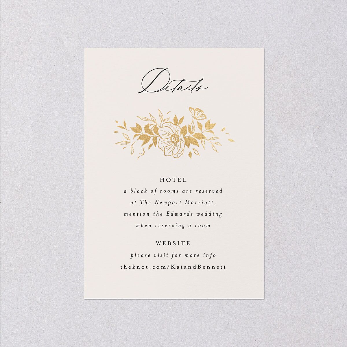 Baroque Garden Wedding Enclosure Cards Gold Champagne Signature