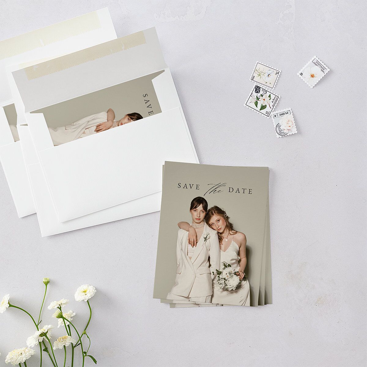 Illustrated Vines Save the Date Petite Cards — view 4