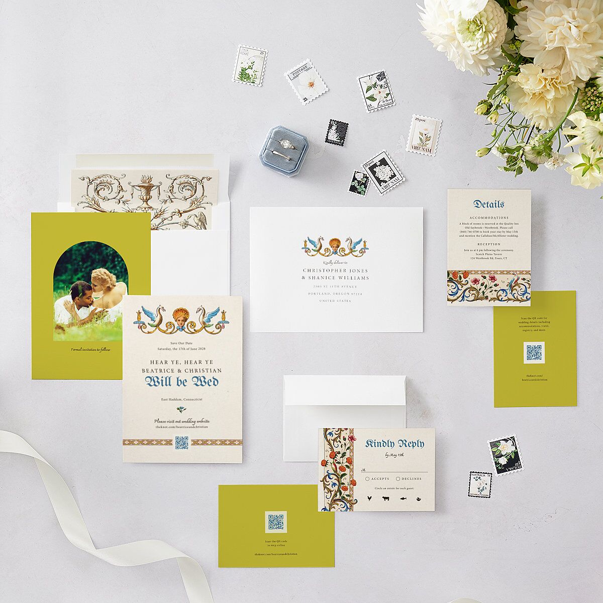 Medieval Renaissance Save the Date Cards Canary Signature smooth Blank Standard No