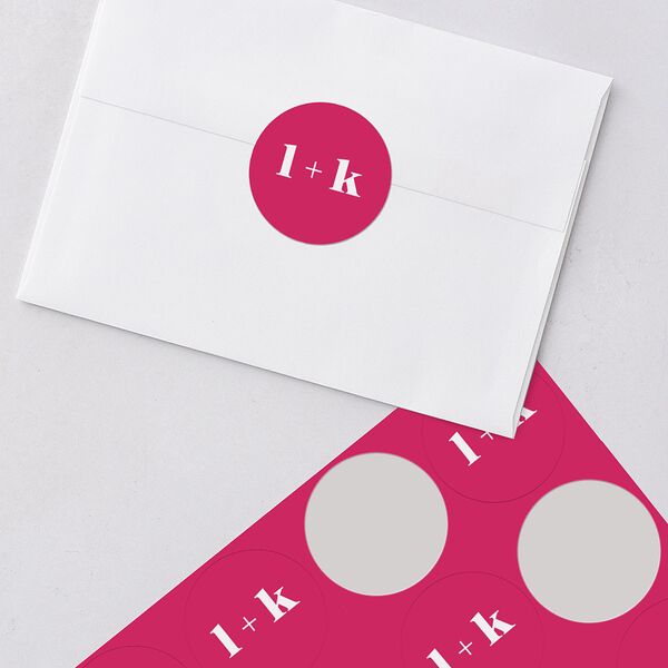 Vibrant Bold Wedding Stickers Hot Pink Circle