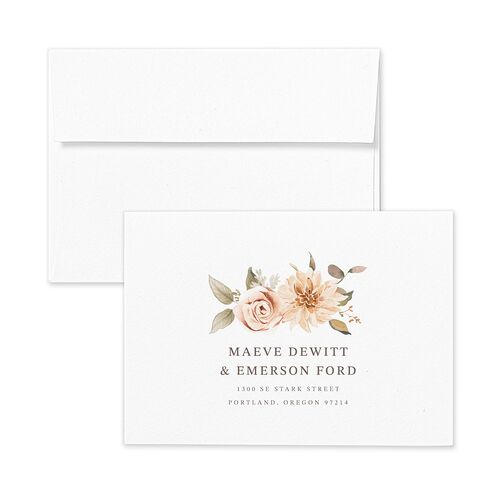 Elegant Botanical Autumn Floral Response Card Envelopes White Daffodil Return Address Signature Standard