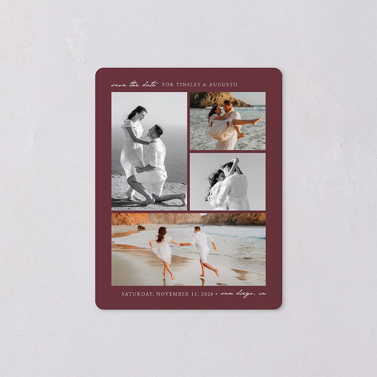 Romantic Gallery Save The Date Magnets Merlot Magnet Paper