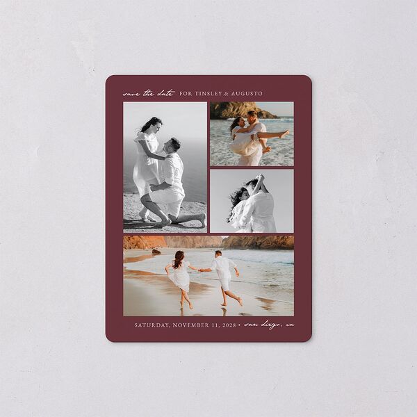 Romantic Gallery Save The Date Magnets Merlot Magnet Paper