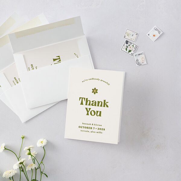 Simple Retro Daisy Thank You Cards Meadow