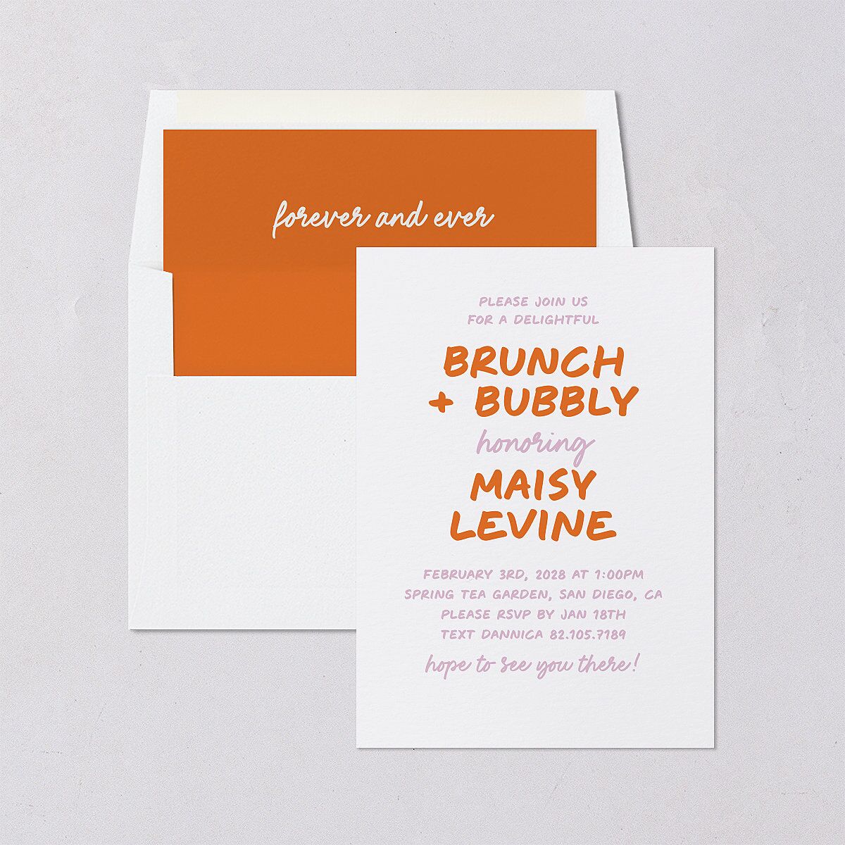 Modern Marker Bridal Shower Invitations Tangerine Signature Blank Standard