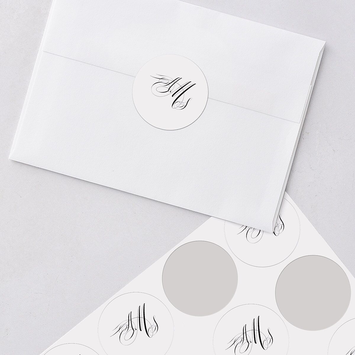 Classic Black Tie Wedding Stickers Pure White Circle