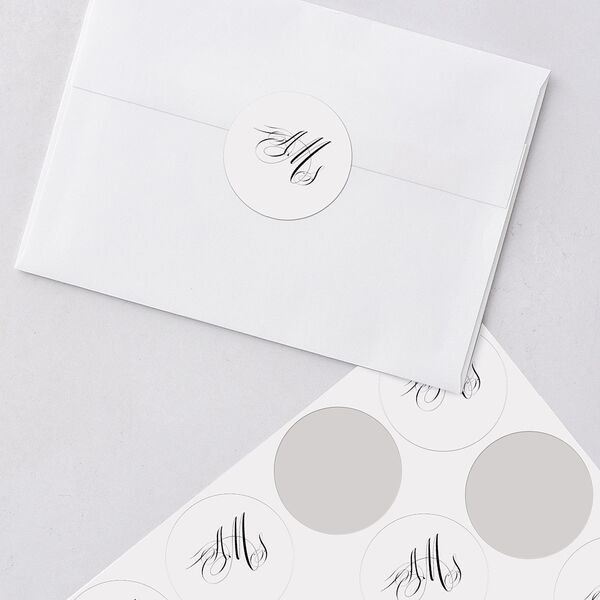 Classic Black Tie Wedding Stickers Pure White Circle