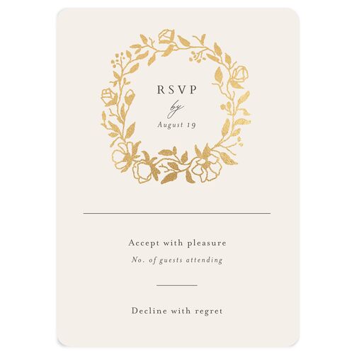 Delicate Vines Wedding Response Cards Gold Hunter Green Signature Rounded
