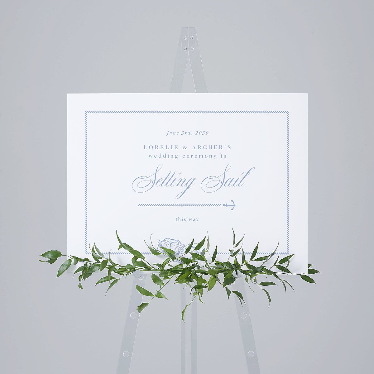 Coastal Oysters and Anchors Standard Direction Sign Medium Sea Blue Standard Indoor Foam Core M Direction