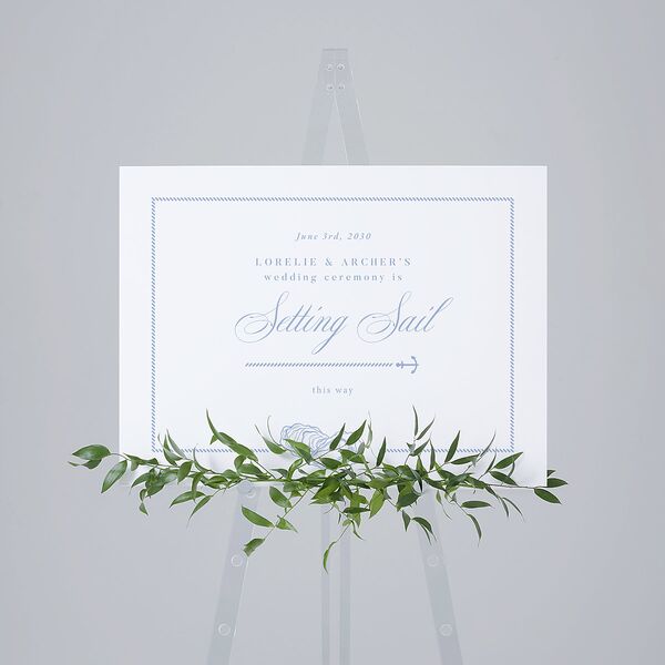 Coastal Oysters and Anchors Standard Direction Sign Medium Sea Blue Standard Indoor Foam Core M Direction