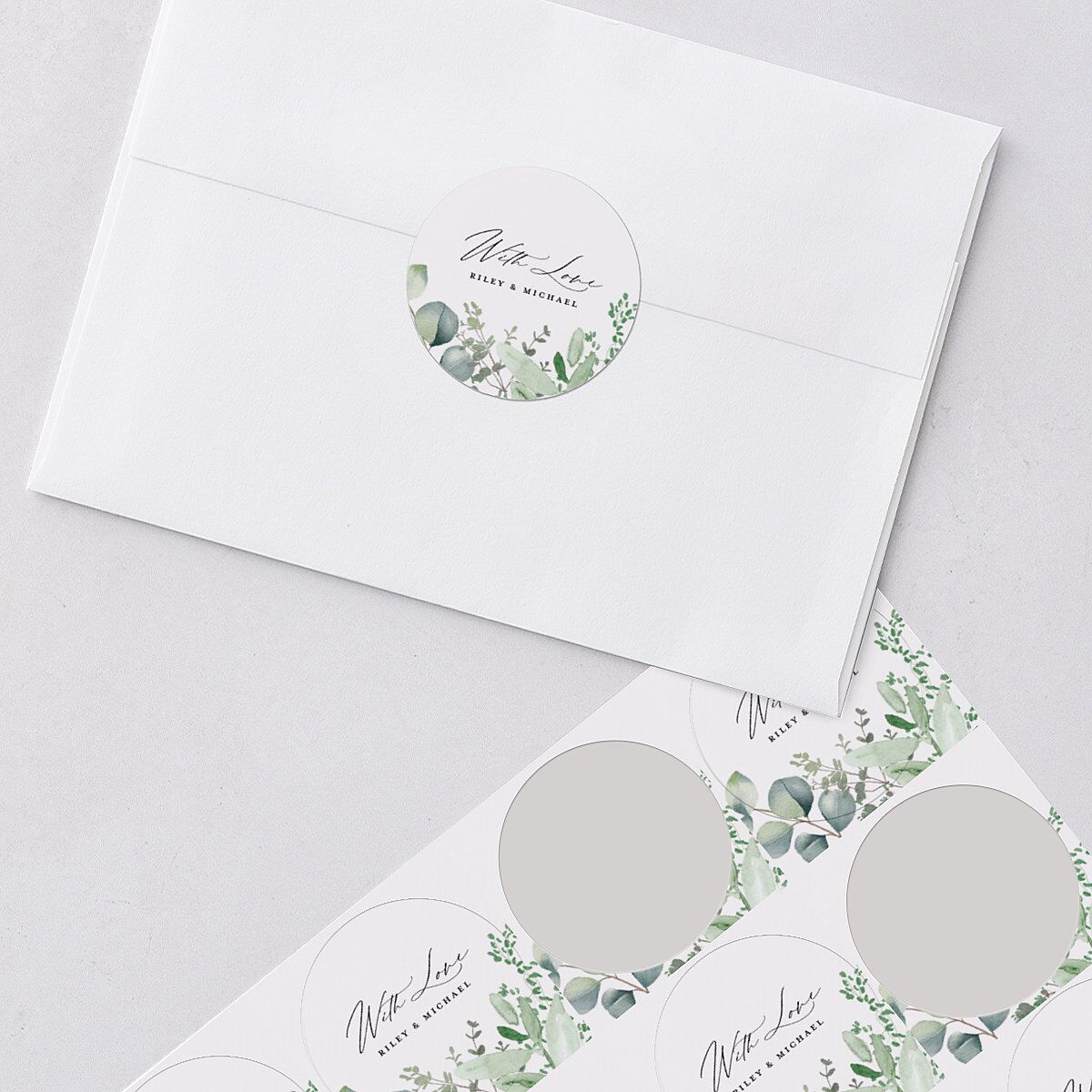 Gorgeous Greenery Wedding Stickers Pure White Circle