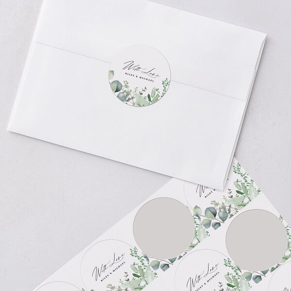 Gorgeous Greenery Wedding Stickers Pure White Circle